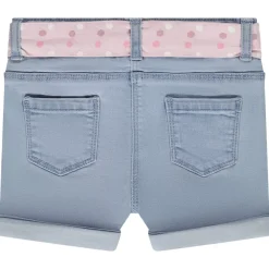 Short en denim avec ceinture foulard et coeurs en sequins pour bébé fille