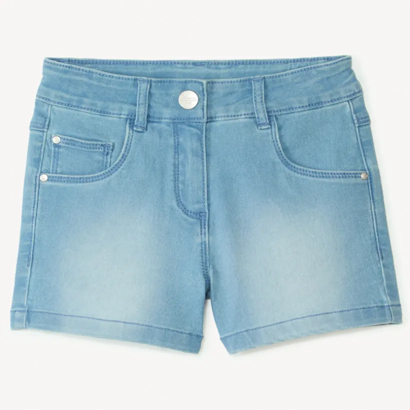 Short en denim effet délavé pour fille