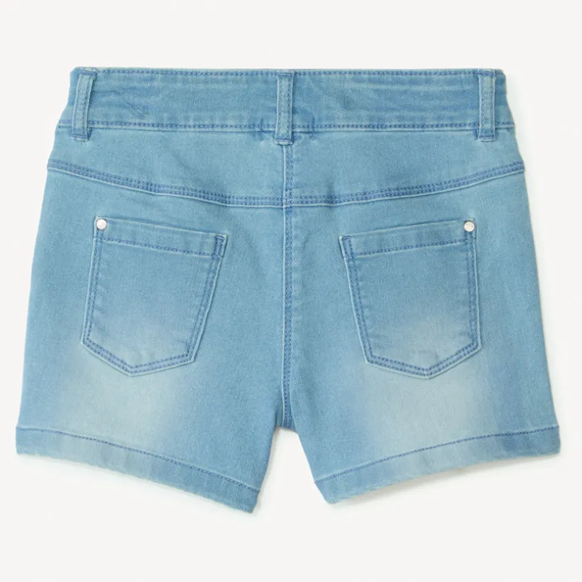 Short en denim effet délavé pour fille