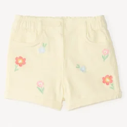 Short en jean avec broderies fleuries pour fille