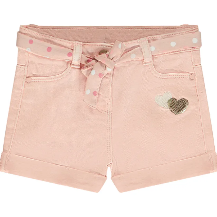 Short en jean avec ceinture à nouer et sequins pour bébé fille