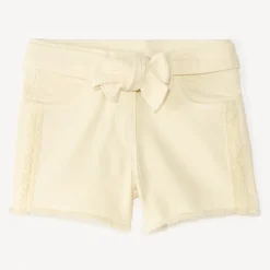 Short en jean avec détails brodés et ceinture à nouer pour fille