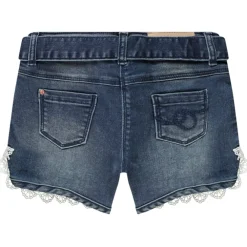 Short en jean délavé avec finition dentelle pour fille