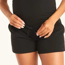 Short en molleton de grossesse avec bandeau haut uni