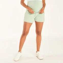 Short en molleton de grossesse avec bandeau haut uni