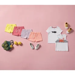 Short en molleton uni pour bébé fille