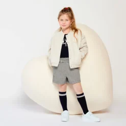 Short en pied de poule pour fille