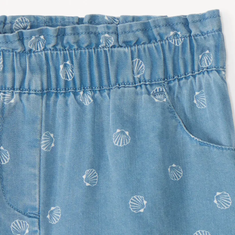 Short en sergé imprimé fantaisie pour bébé fille