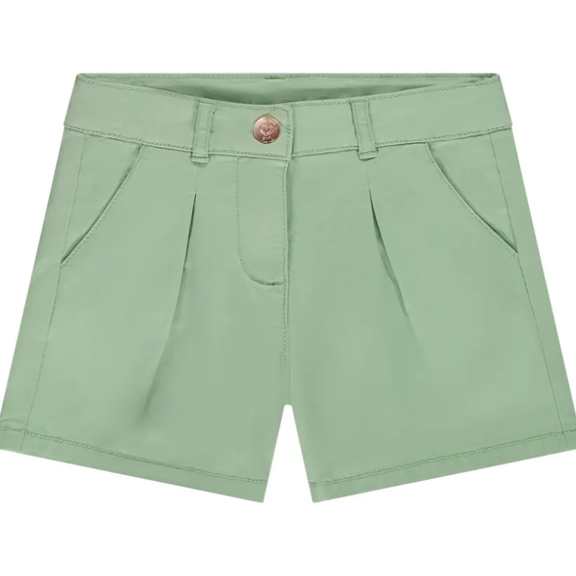 Short en sergé uni effet pinces pour fille