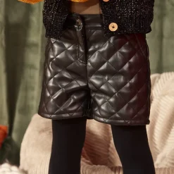 Short en similicuir effet matelassé pour fille