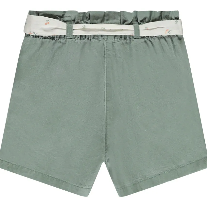 Short en toile avec ceinture à nouer pour bébé fille
