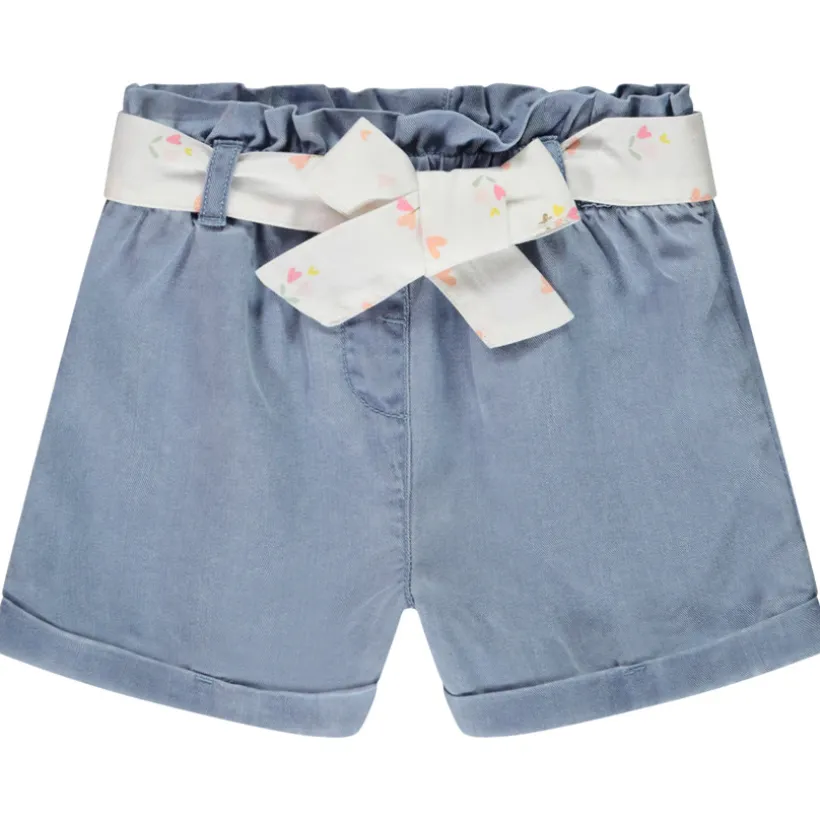 Short en toile avec ceinture à nouer pour bébé fille