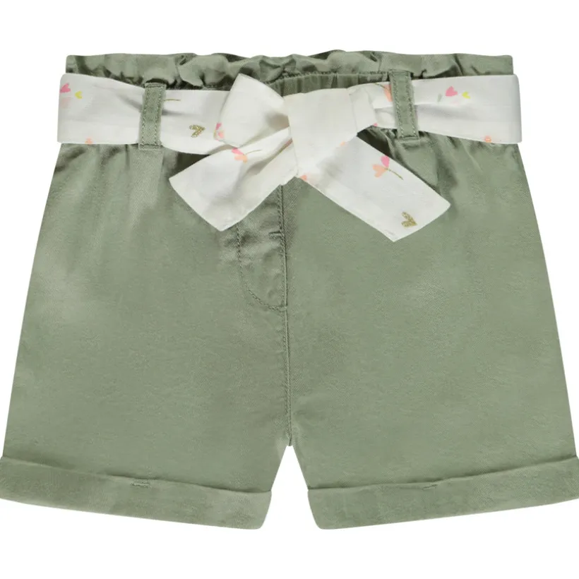 Short en toile avec ceinture à nouer pour bébé fille