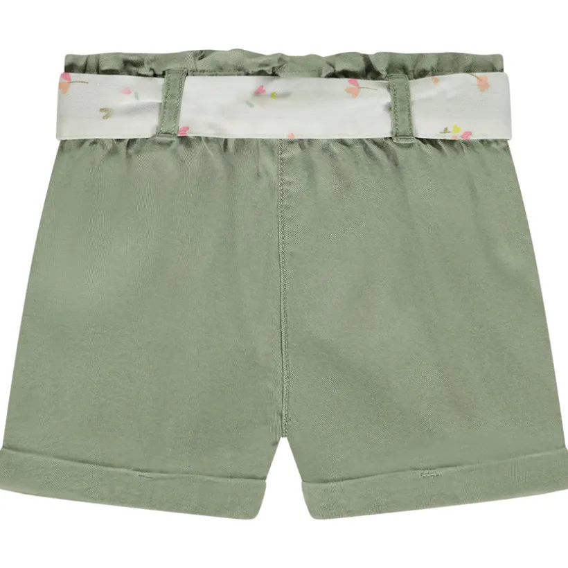 Short en toile avec ceinture à nouer pour bébé fille