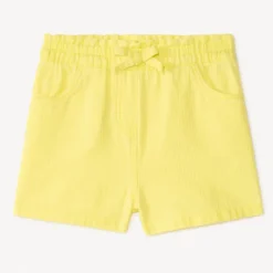 Short en toile coloris uni pour bébé fille