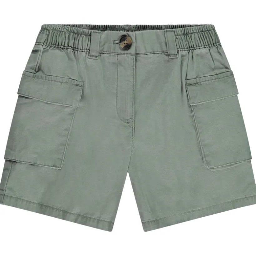 Short en toile à poches et taille élastiquée pour fille
