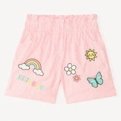 Short en toile à rayures brodées Bilie Boo pour fille