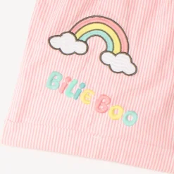 Short en toile à rayures brodées Bilie Boo pour fille