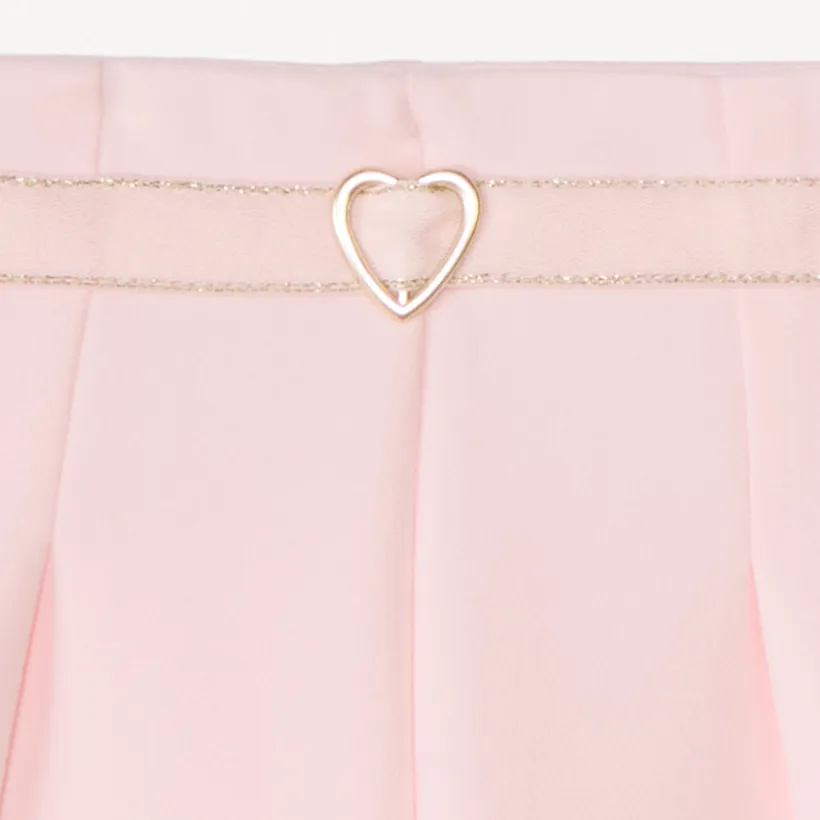 Short en twill uni avec ceinture en tissu pour fille