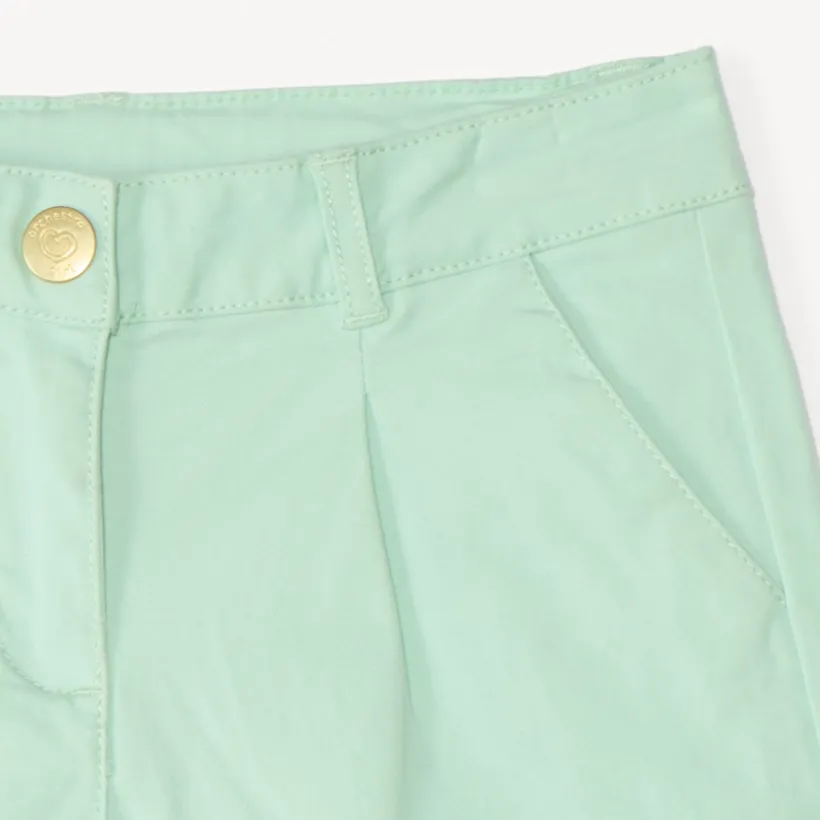 Short en twill uni effet pince pour fille