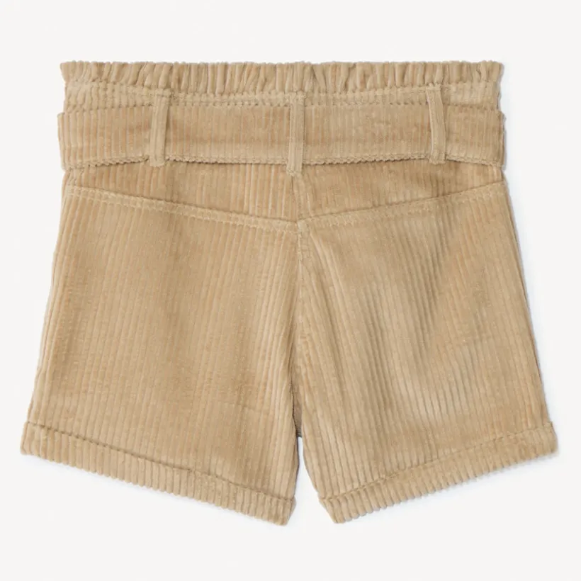 Short en velours côtelé + ceinture à nouer pour fille