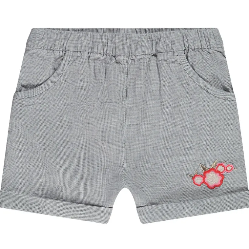 Short à mini carreaux et broderie fleurs pour bébé fille