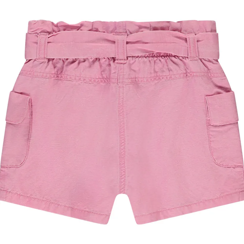 Short à nouer en toile unie pour bébé fille