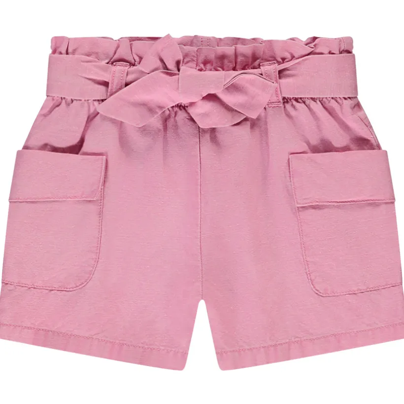 Short à nouer en toile unie pour bébé fille