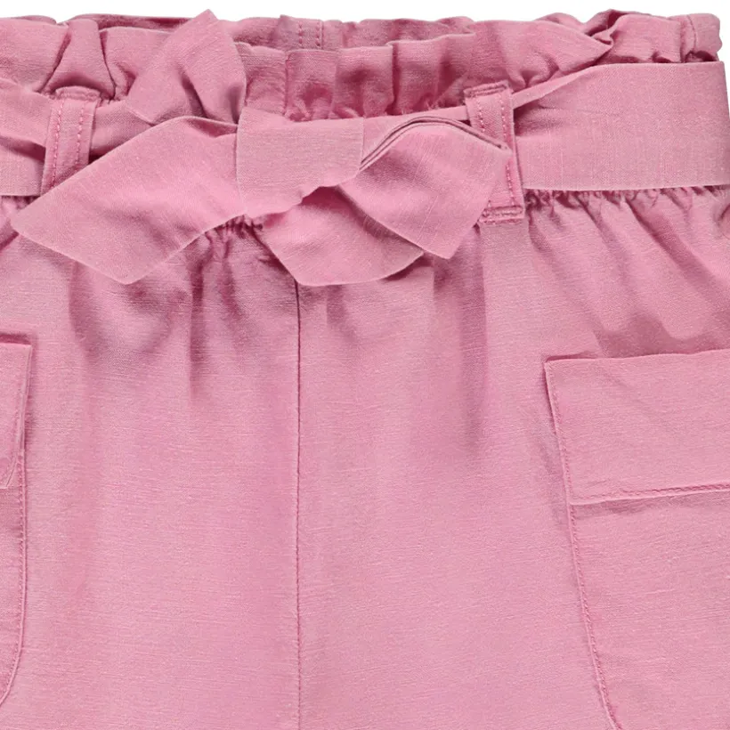 Short à nouer en toile unie pour bébé fille