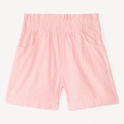 Short paperbag en toile rayée pour fille