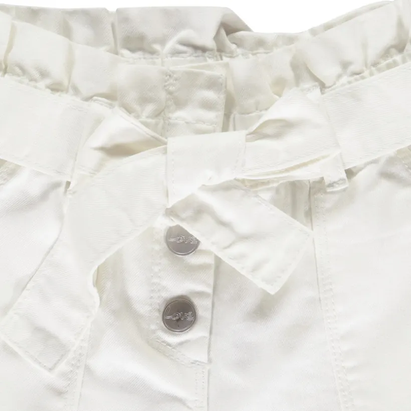 Short paperbag en twill avec ceinture à nouer pour fille