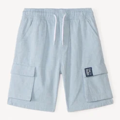 Short style cargo en toile unie pour garçon