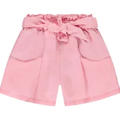 Short taille haute en twill avec ceinture à nouer pour fille