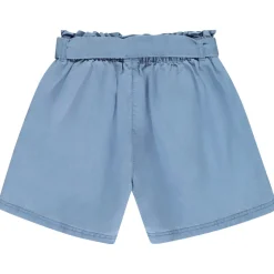 Short taille haute en twill avec ceinture à nouer pour fille