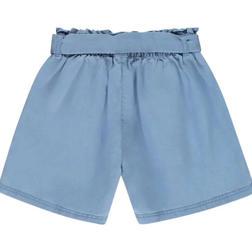 Short taille haute en twill avec ceinture à nouer pour fille