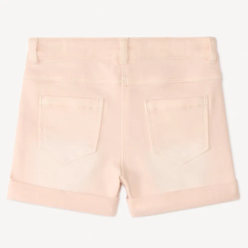 Short uni effet denim avec poche cœur pour bébé fille