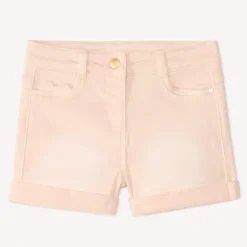Short uni effet denim avec poche cœur pour bébé fille