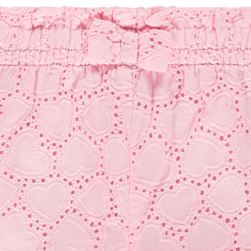 Short uni en broderie anglaise et nœud fantaisie pour bébé fille