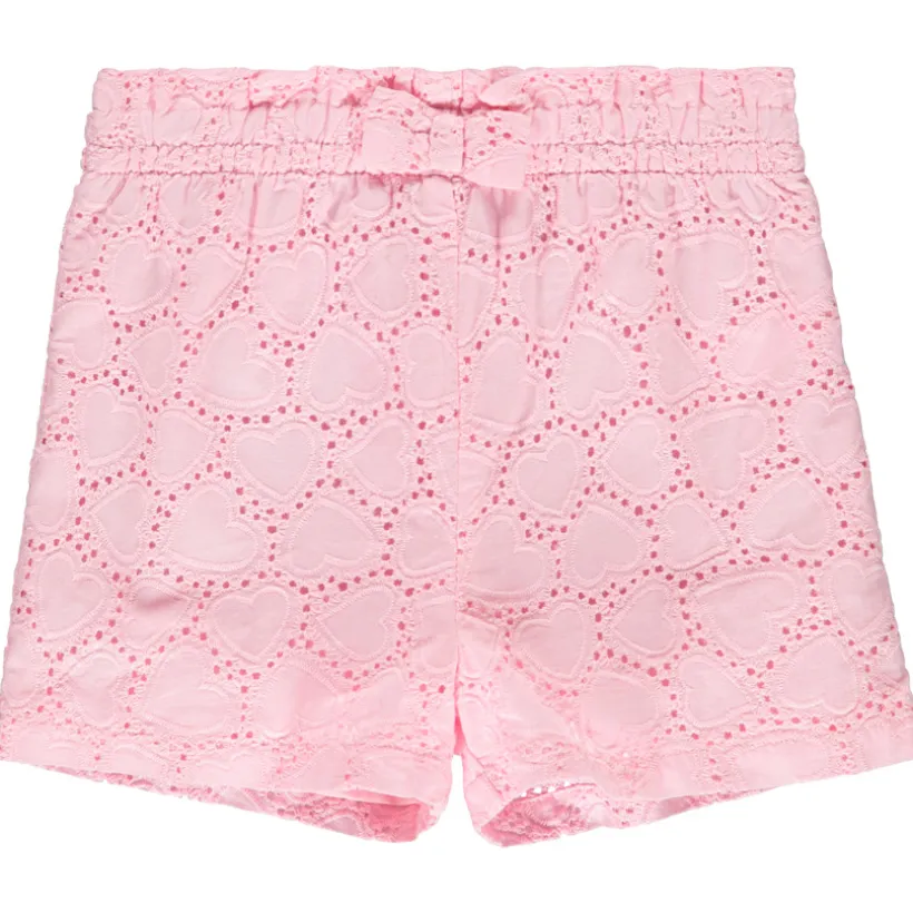Short uni en broderie anglaise et nœud fantaisie pour bébé fille