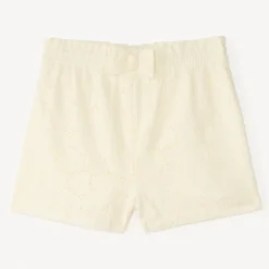 Short uni en broderie anglaise et nœud fantaisie pour bébé fille