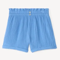 Short uni en double gaze pour fille