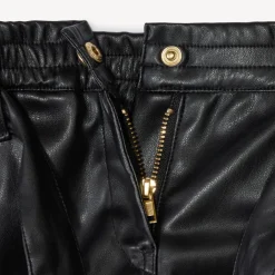 Short uni en similicuir avec ceinture à nouer pour fille