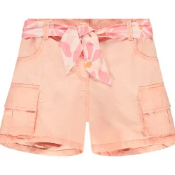 Short uni en toile avec poches cargo + ceinture à nouer pour fille