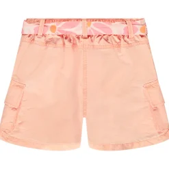 Short uni en toile avec poches cargo + ceinture à nouer pour fille