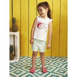 Short uni en toile fantaisie avec détails volantés pour bébé fille