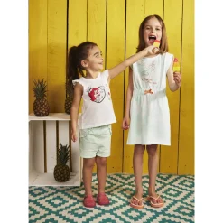 Short uni en toile fantaisie avec détails volantés pour bébé fille