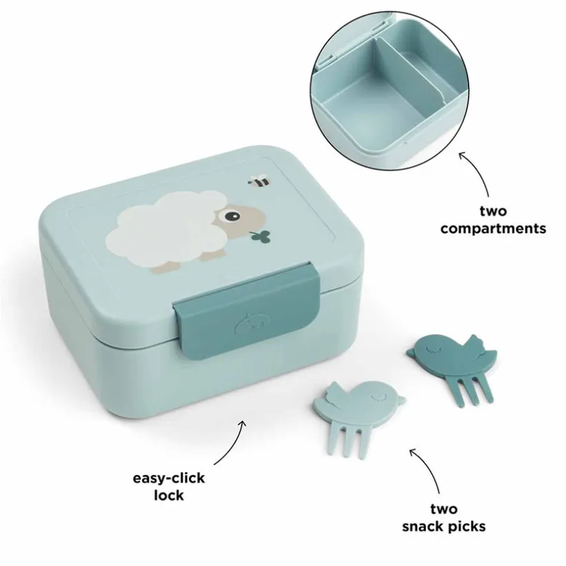 Snackbox avec piques snack Tiny Farm Bleu