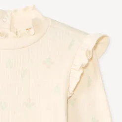 Sous-pull à col cheminée et manches volantées imprimé fleurs pour bébé fille