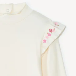 Sous-pull à col cheminé et manches volantées pour bébé fille