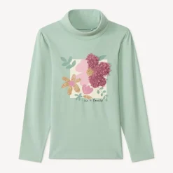 Sous-pull à col roulé et fleur effet pétales 3D pour fille